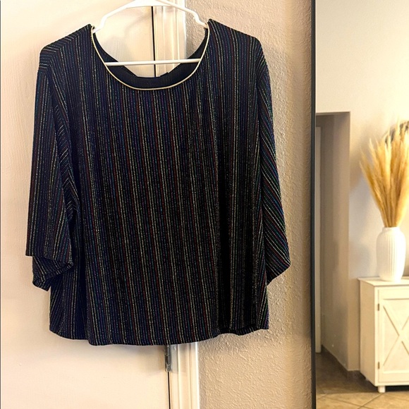 Apt. 9 Tops - Apt. 9 Black Multicolor Striped Blouse